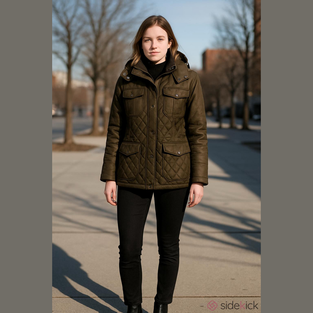 US Polo Association Quilted Jacket Olive Green Size 56